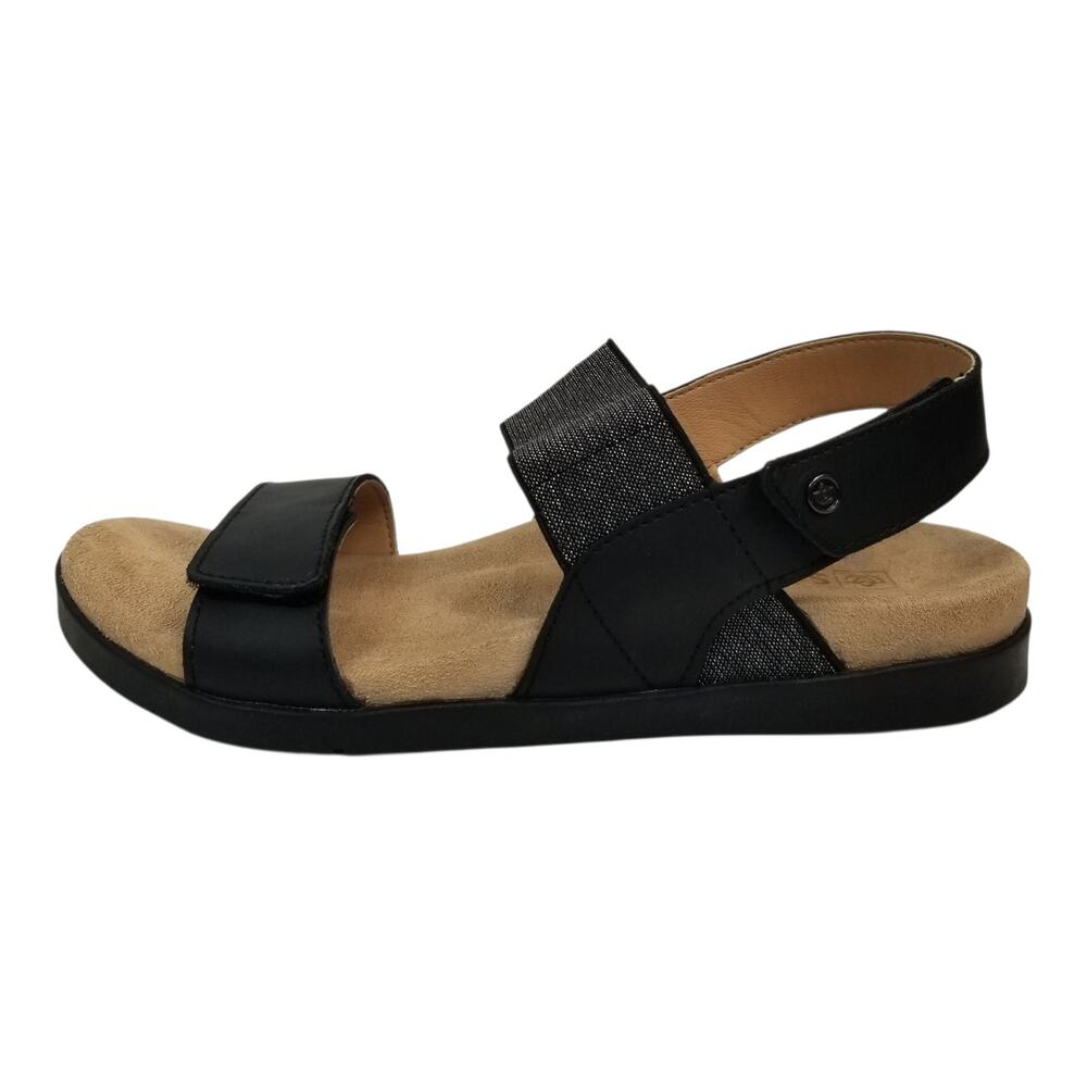 Spenco Sanabel Women's Black Silver Faux Leather Elastic Strap Comfort Sandals 8 - Picture 4 of 9